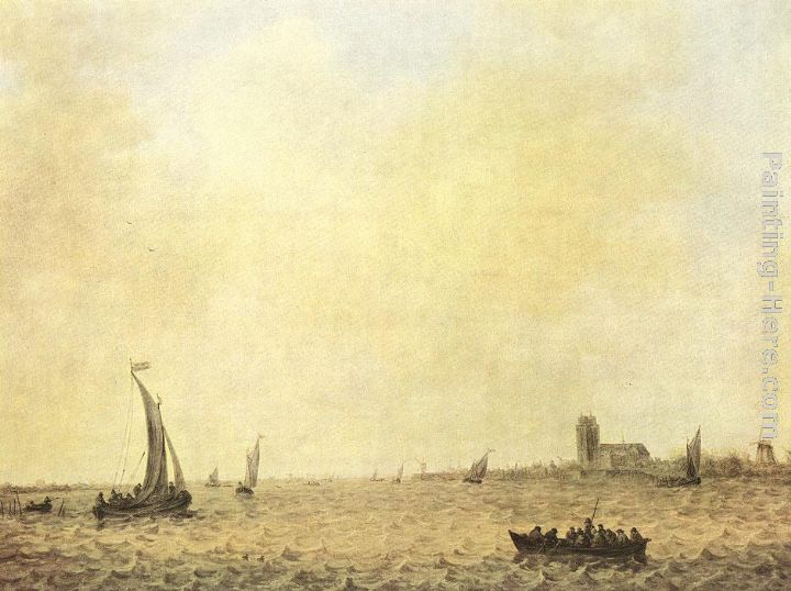 View of Dordrecht from the Oude Maas painting - Jan van Goyen View of Dordrecht from the Oude Maas art painting